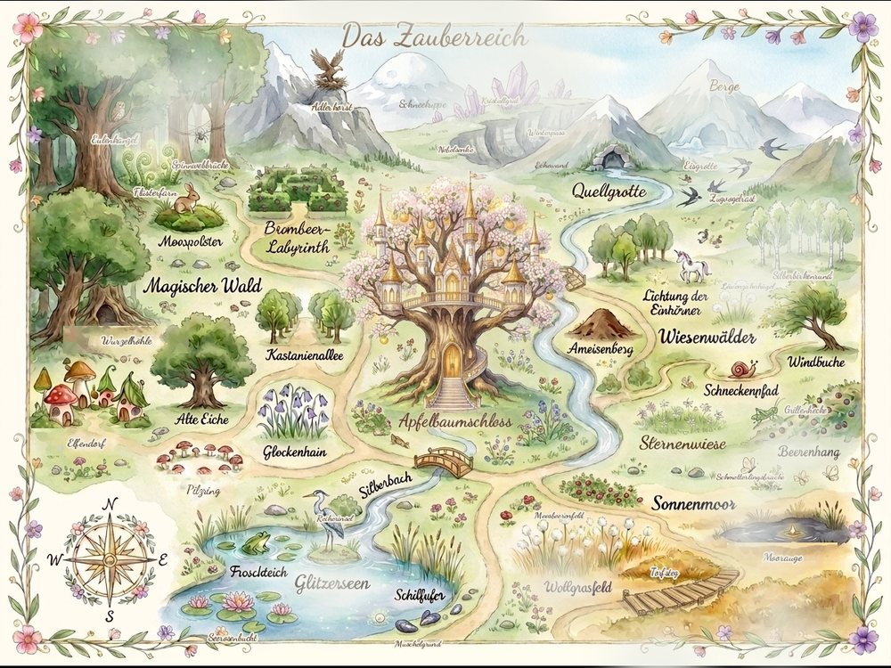 Die Landkarte mit allen Orten des Zauberreichs